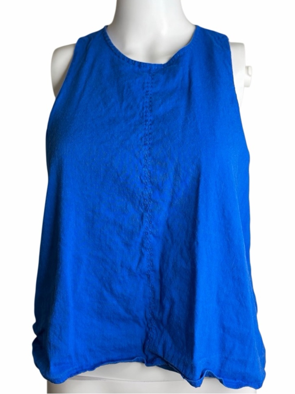 Antonio Melani Blue Sleeveless Linen Blend Tank Top Medium